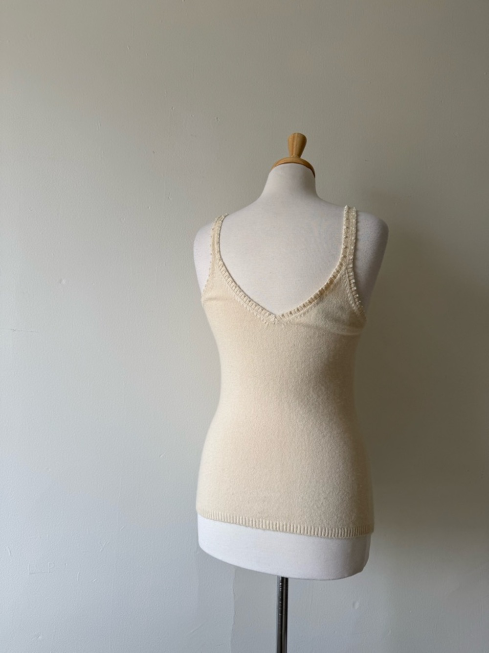 Barney Cheng Knit Tank Cream Embellished Beaded Y2K Soft Girl - Picture 5 of 7